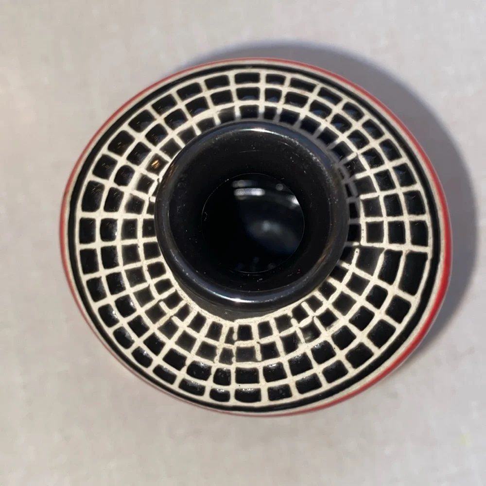 Pier 1 Imports Oriental Boho style Bud‎ Vase red black white