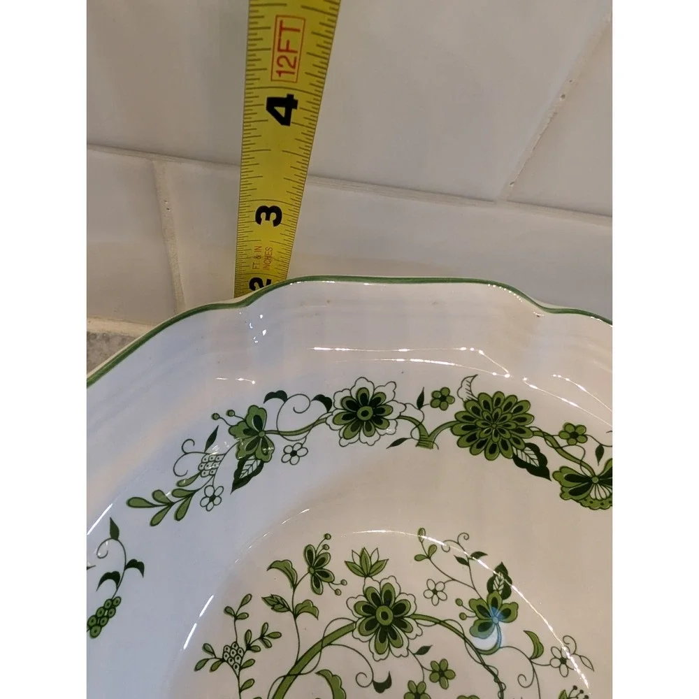 Transferware‎ Green & White Floral Round Vegetable Serving Bowl Korea 8