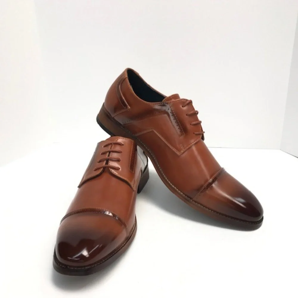 Amali Men's Tan Dress Shoes Oxfords Leather Lined Cap Toe Sizes 9.5 - 13