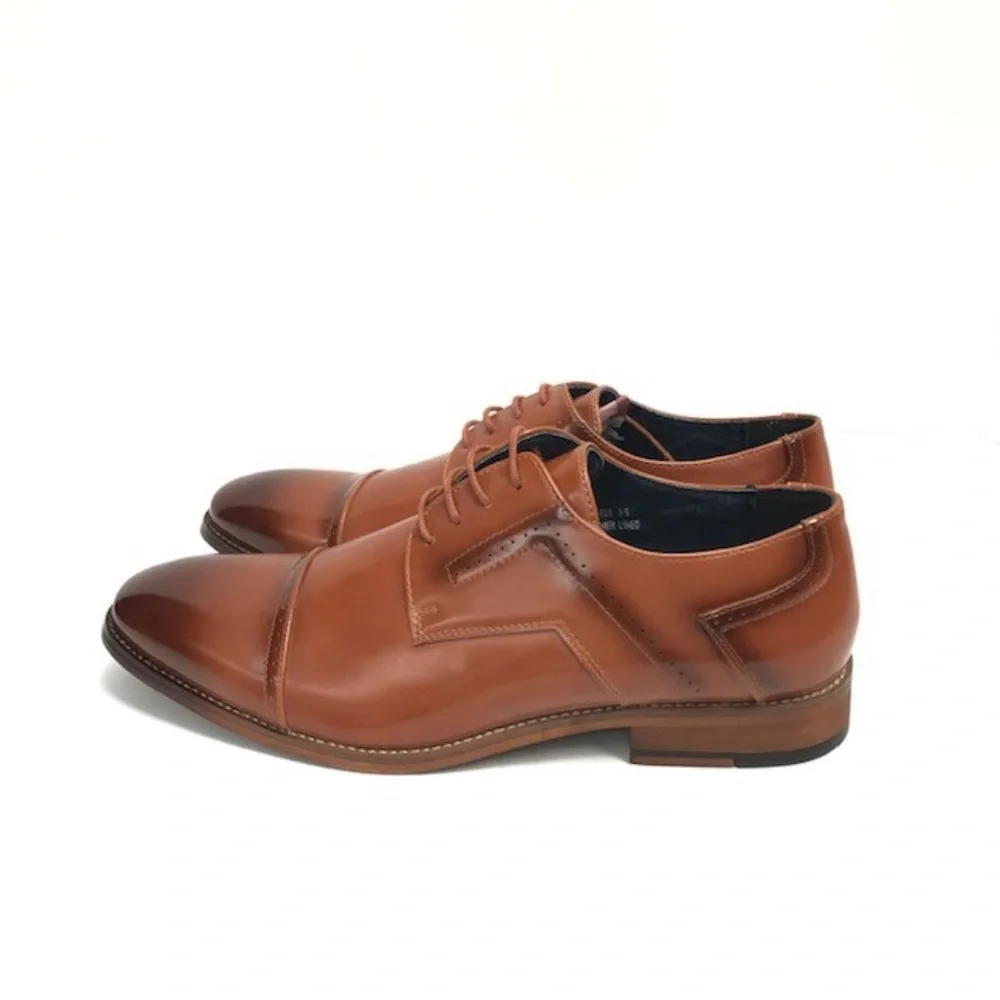 Amali Men's Tan Dress Shoes Oxfords Leather Lined Cap Toe Sizes 9.5 - 13
