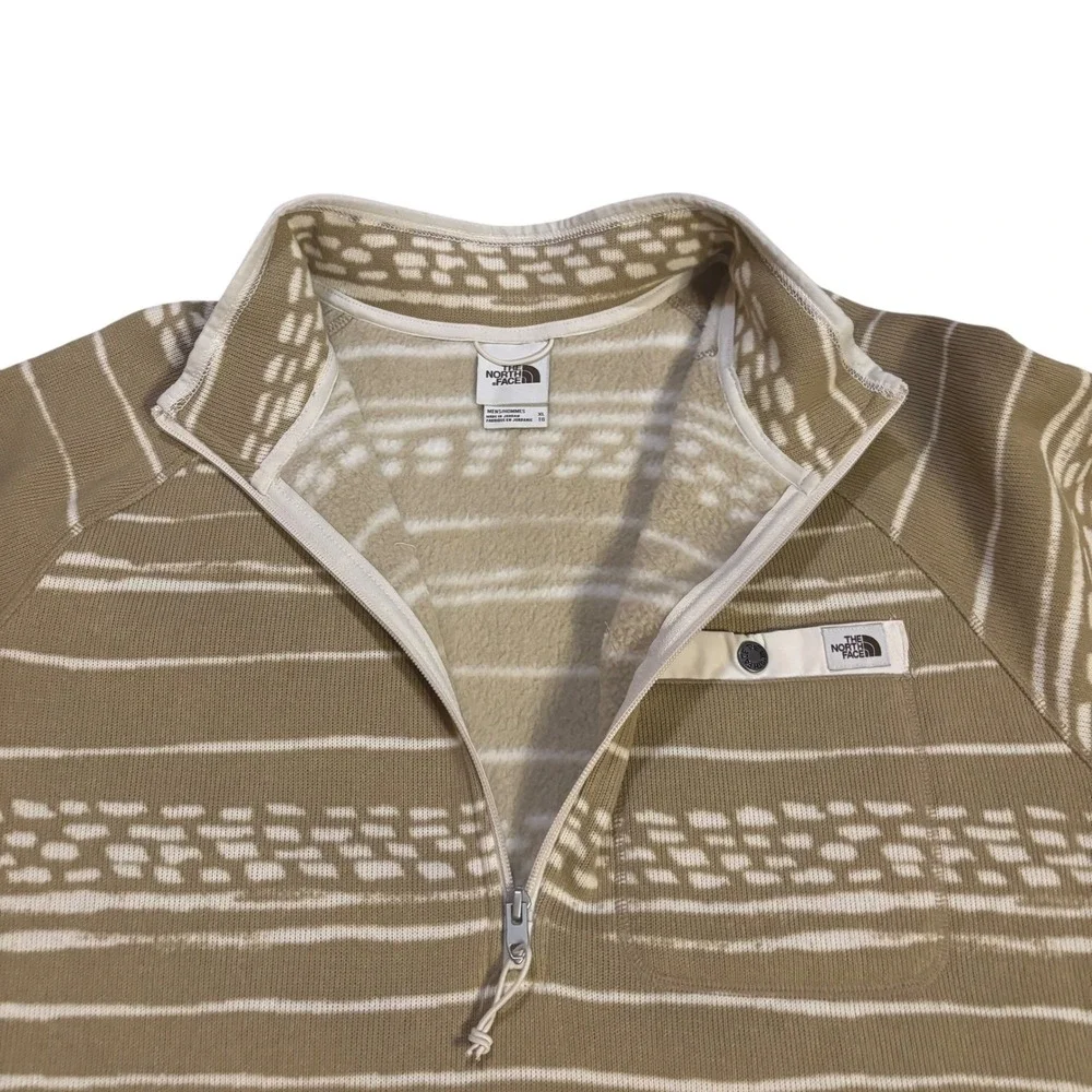 The North‎ Face Gordon Lyons Mens XL 1/4 Zip Fleece Pullover Tan White Striped