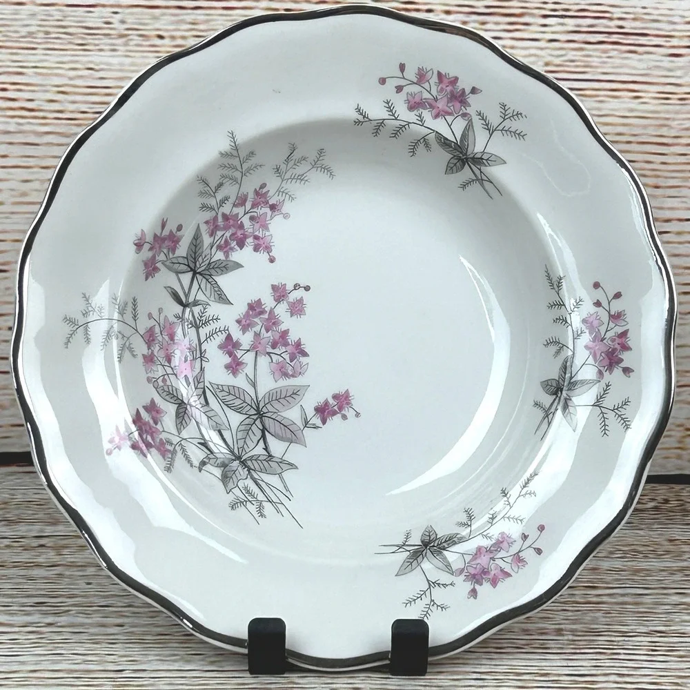 Favolina Karolina Jarolina Poland 3879‎ Soup Bowl Silver Scalloped Floral 1