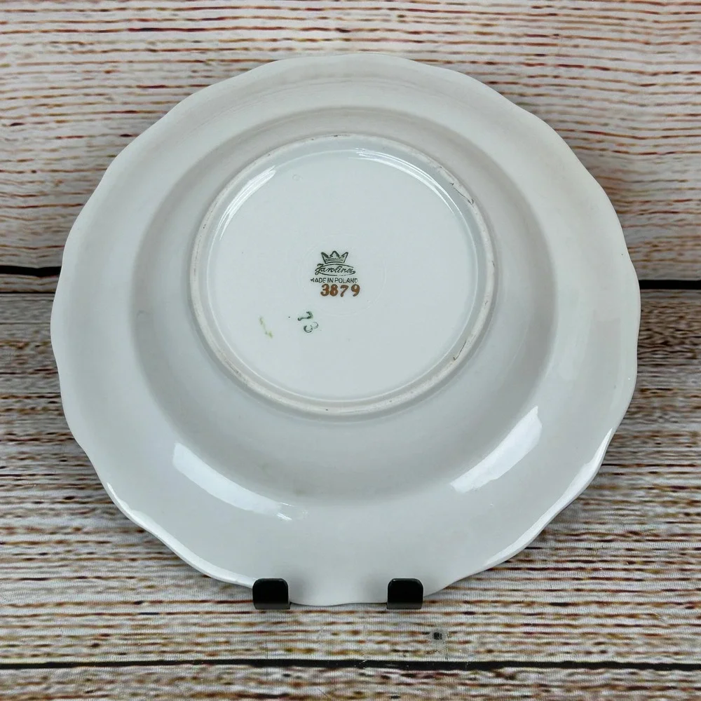 Favolina Karolina Jarolina Poland 3879‎ Soup Bowl Silver Scalloped Floral 1