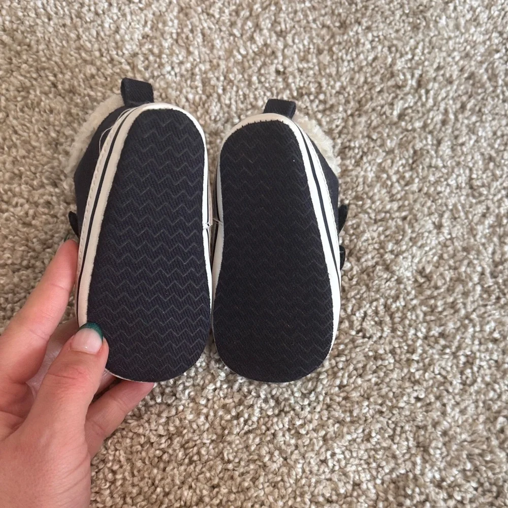 Target Navy and Brown Cozy Faux-Fur Lined Baby Slip-Ons