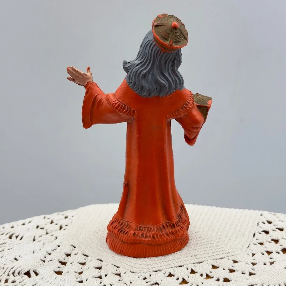 Vintage Italy Nativity Wise Man King Figurine Red Robe 5‎ Inch 12/6