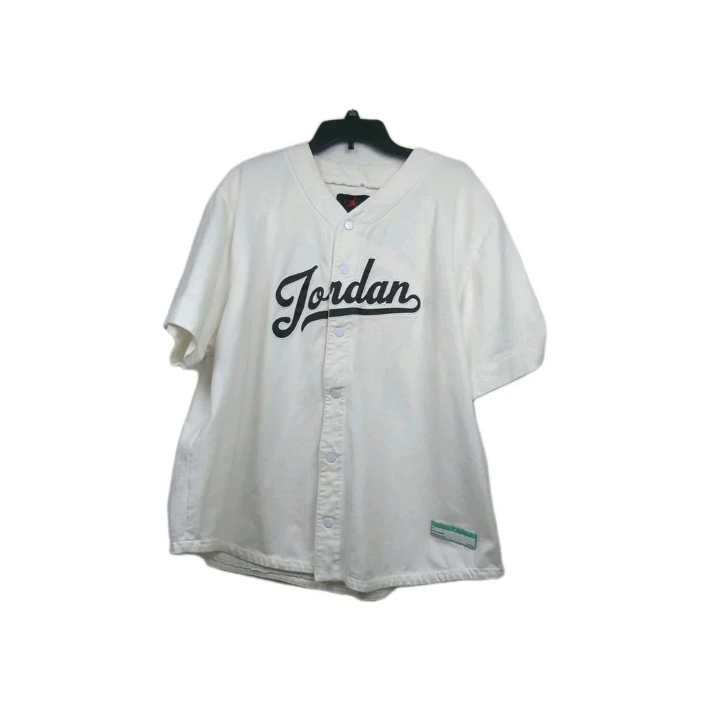 Pre-owned Size XXL Jordan Loose FIT Baseball Jersey TOP,‎ White, Snaps, See Pics