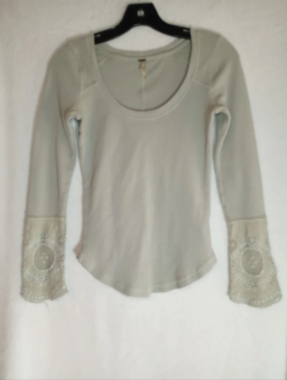 Free People Bella Swan Masquerade Embroidered Cuff Thermal Top Y2K  Grunge Boho