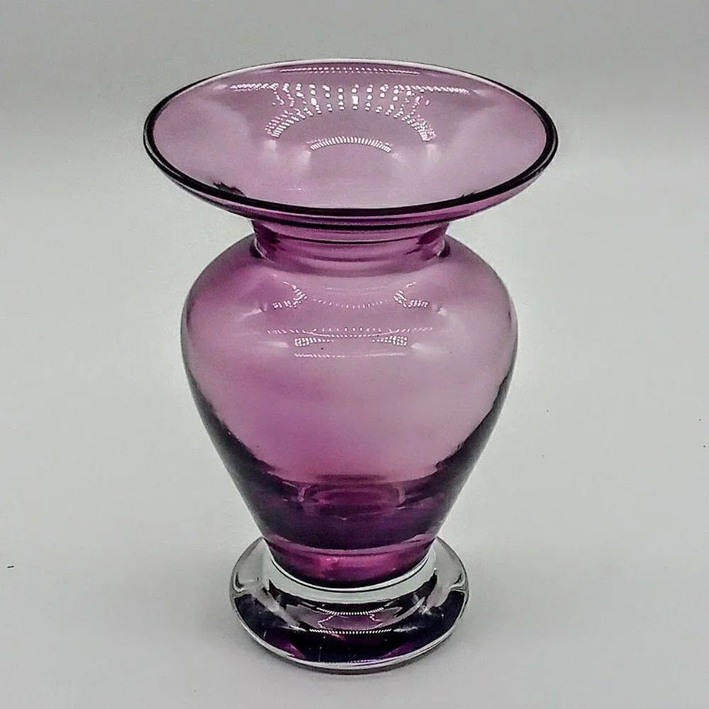 Amethyst Purple Clear Base Art Glass Vase