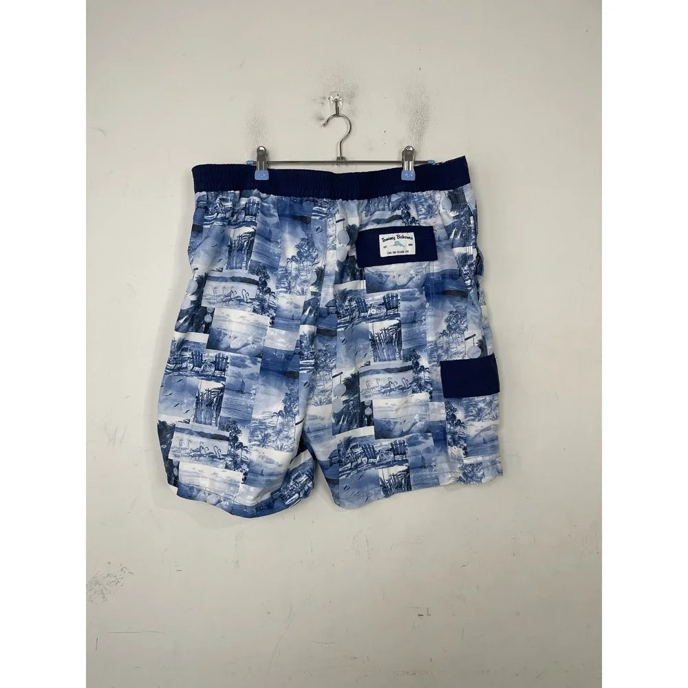 Tommy Bahama Men's‎ XXL Blue Tropical Scene Drawstring Swim Trunks