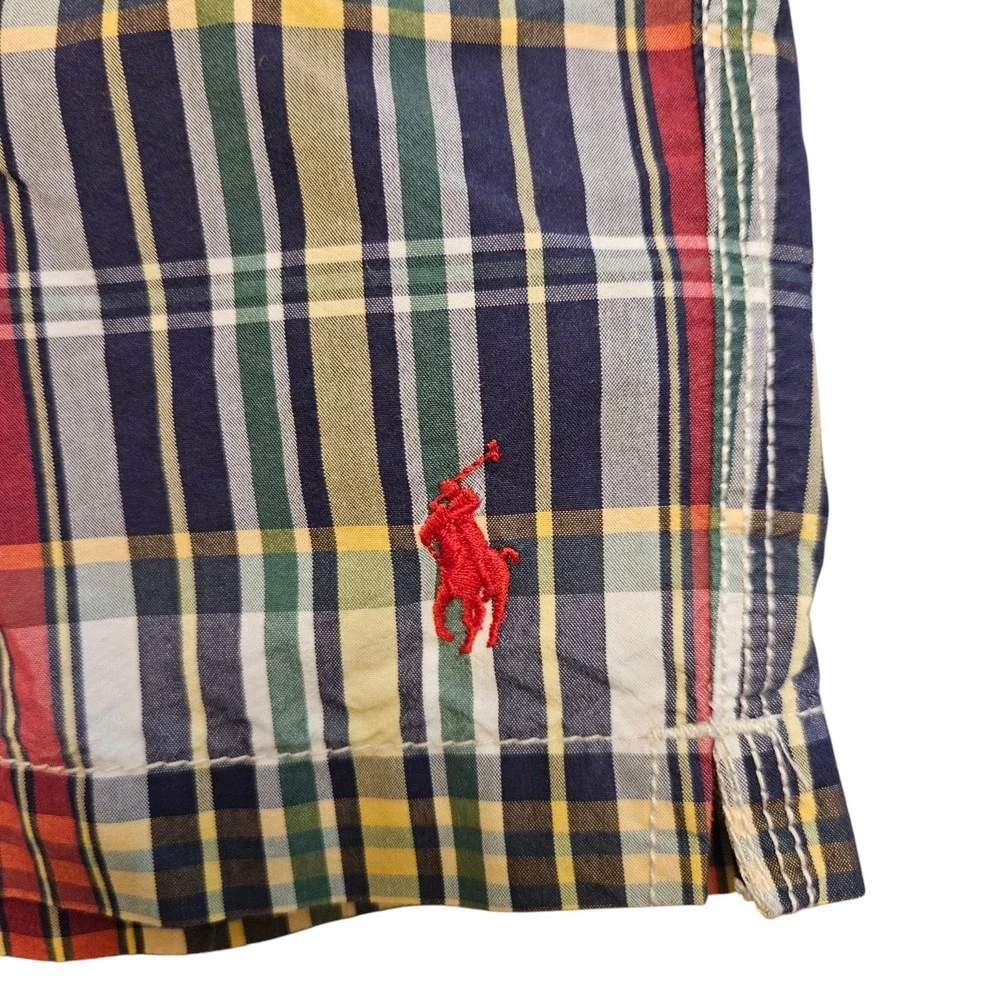 Polo Ralph Lauren Swim Trunks Adult XL  Plaid Lined Board Shorts Red‎ Pony Mens
