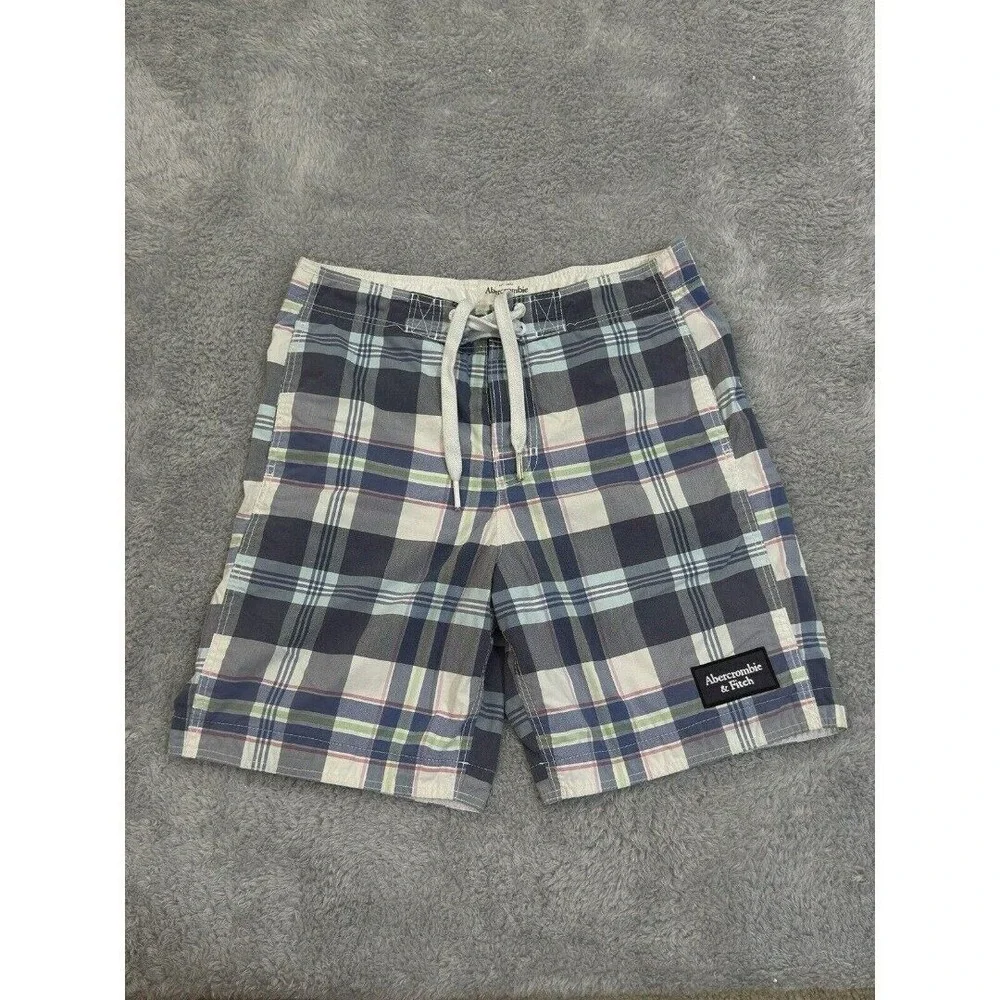 Abercrombie & Fitch Blue Plaid Board Shorts Swim Trunks Mens Medium
