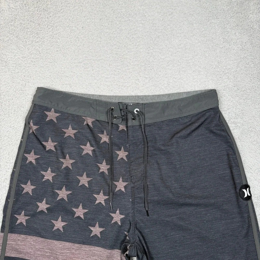 Hurley Phantom Mens 33 Board Shorts Dark Grey Stars Stripes Americana CJ5256‎