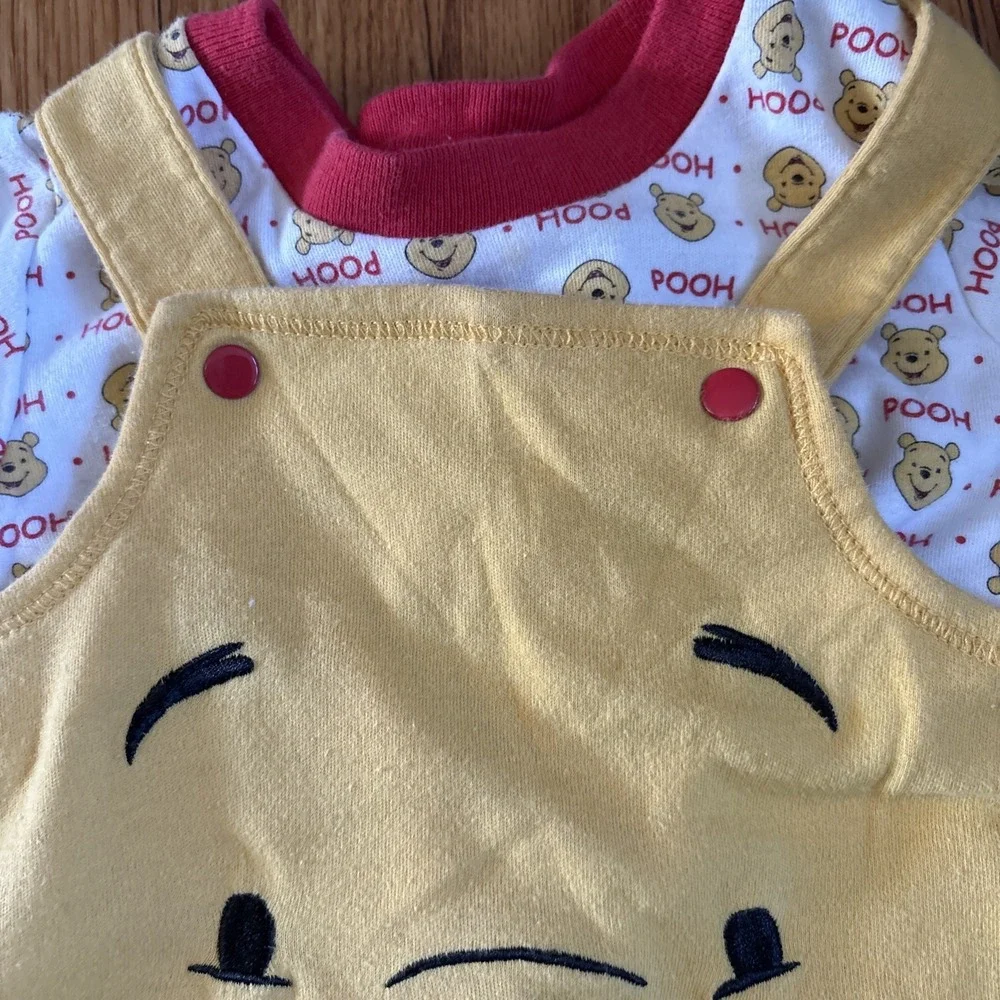 Disney Winnie‎ the Pooh Baby Romper and T-Shirt Set Yellow Red 3-6 Mths Vintage