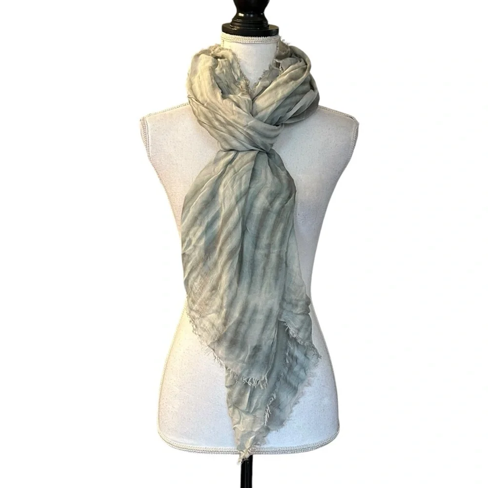 Lane Bryant Tie Dye Fringe‎ Lightweight Boho Beach Scarf Grey White Pink NEW