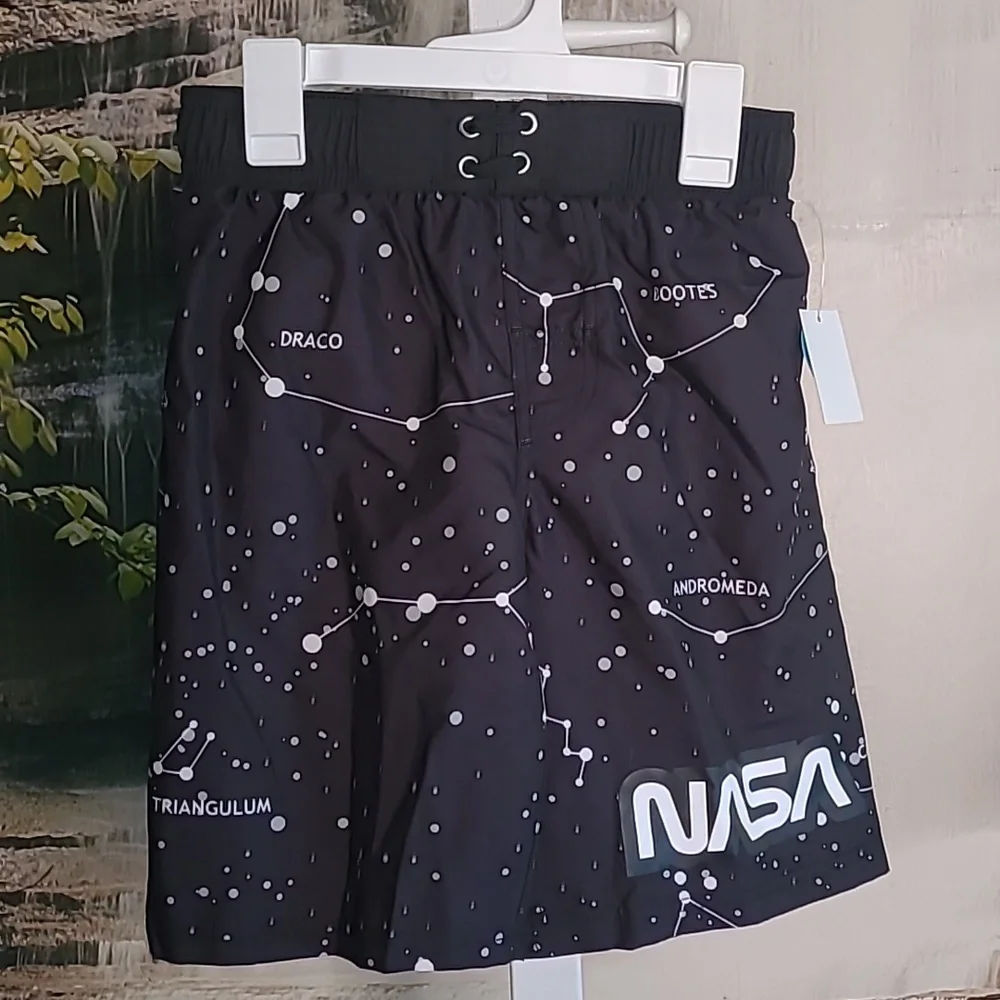 New with tags! Mad Engine Boys Medium Nasa Black Swim Shorts