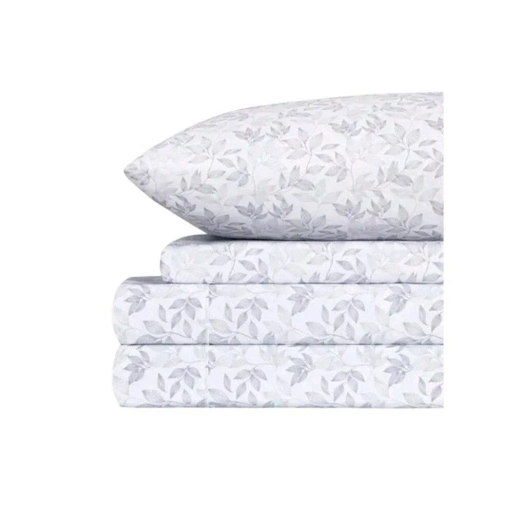 South Point Home Fashions Microfiber 6 Piece Sheet Set KING *Grey Leaf,  New