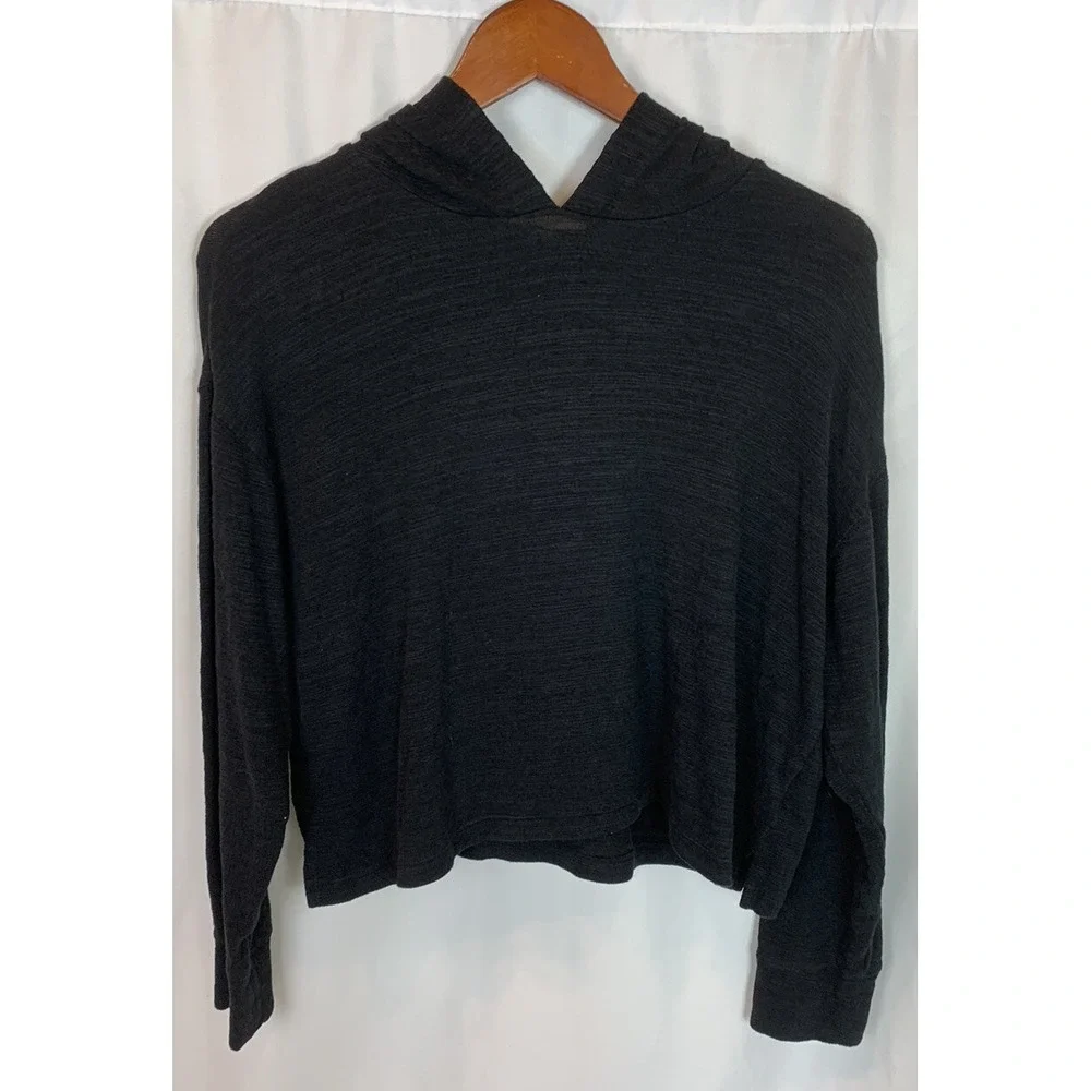 Old Navy Cropped Cozy Hoodie Girls Size XL 14-16 Dark‎ Gray Active Wear