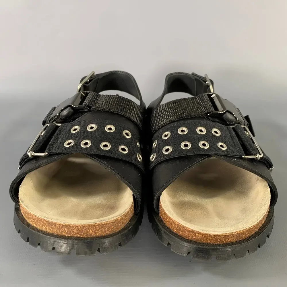 A.P.C. Size 8 Black Silver Gladiator Sandals