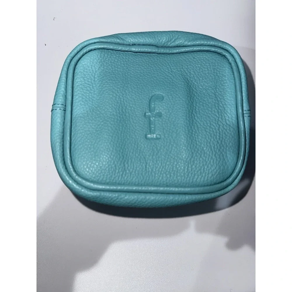 ANTHROPOLOGIE Jewelry Organizer Travel Zipper Turquoise Storage Letter F Initial