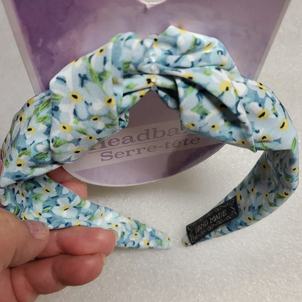 Floral Blue Kids Hand Made Headband New