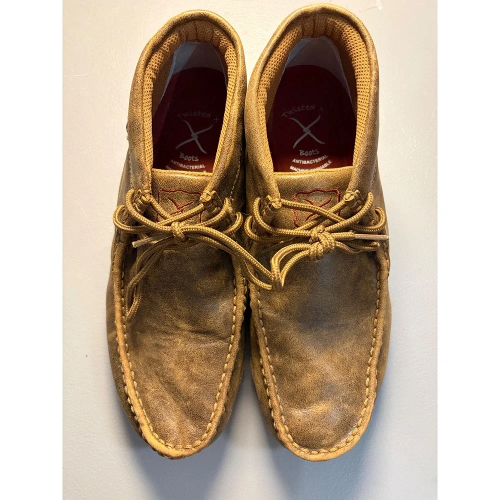 Twisted X Driving Moc Chukka Boots Mens 7.5 Brown Leather MDM0003 Moccasin Toe