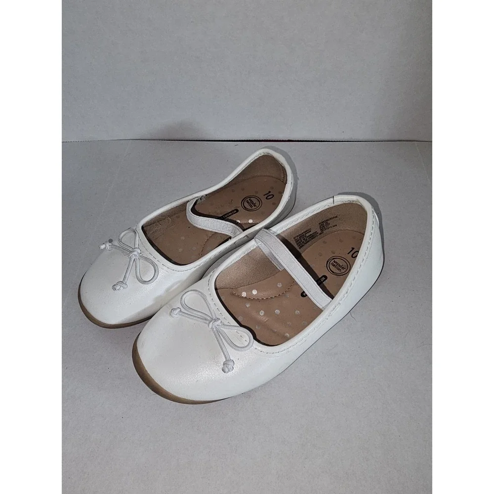 Wonder Nation Girls White‎ Ballet Flats Size 10 Memory Foam Dress Shoes