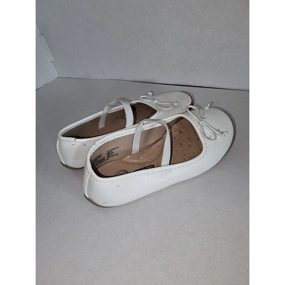 Wonder Nation Girls White‎ Ballet Flats Size 10 Memory Foam Dress Shoes