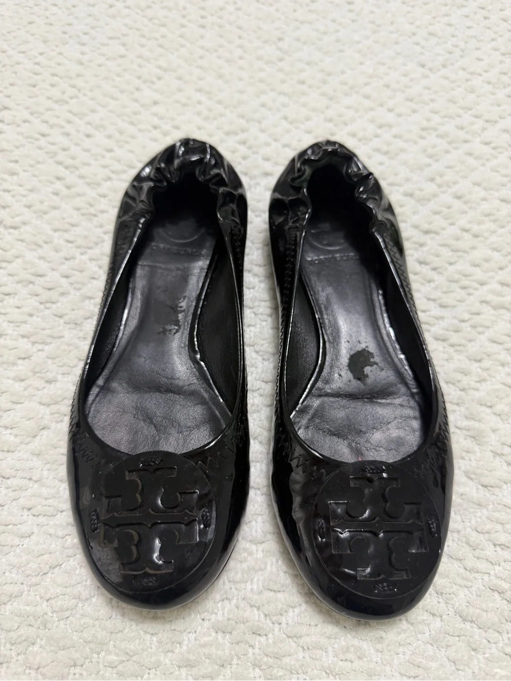 Tory Burch Reva Ballerina Patent Leather Flats Black Shoes Women’s Size 6.5