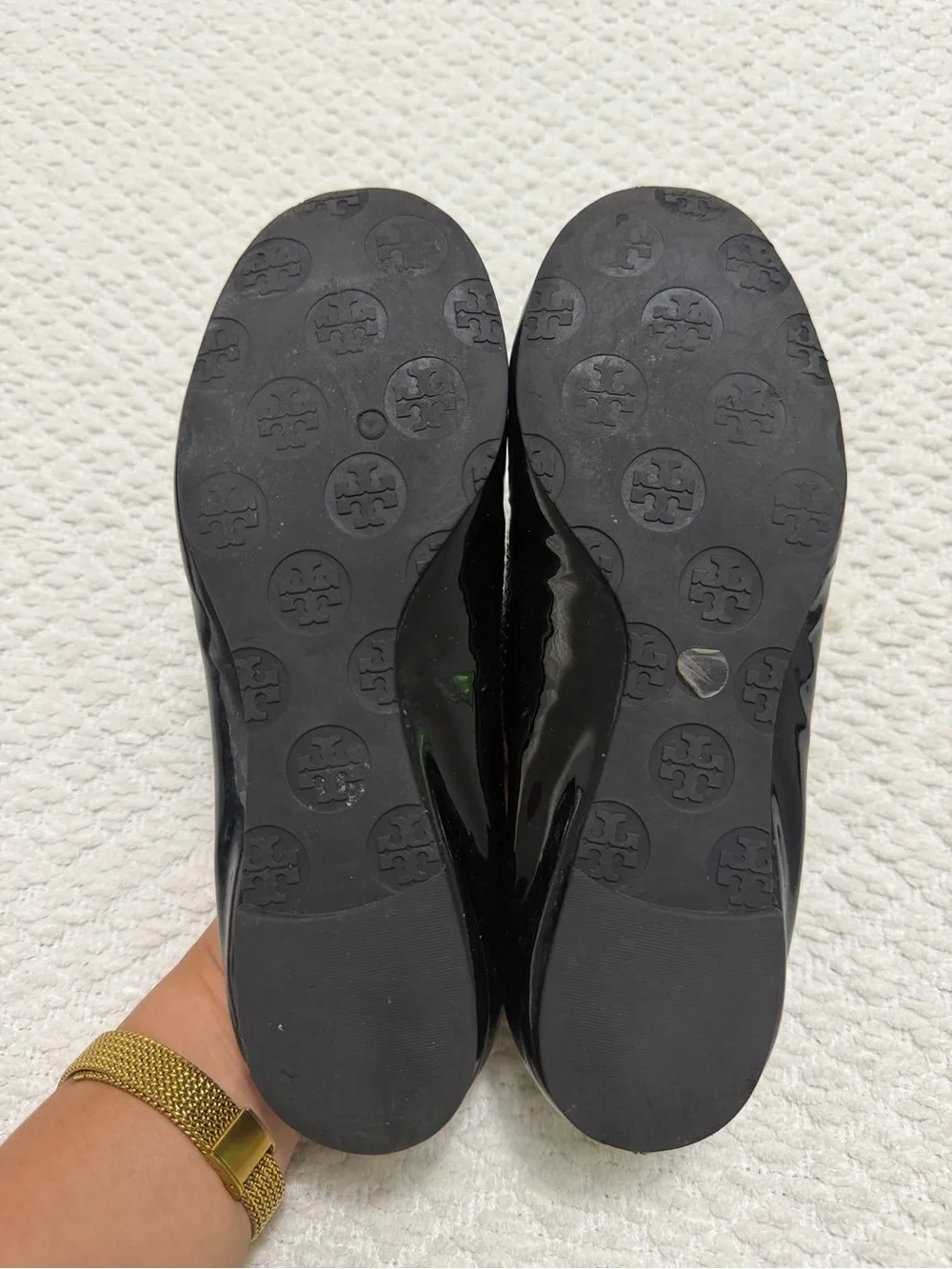 Tory Burch Reva Ballerina Patent Leather Flats Black Shoes Women’s Size 6.5