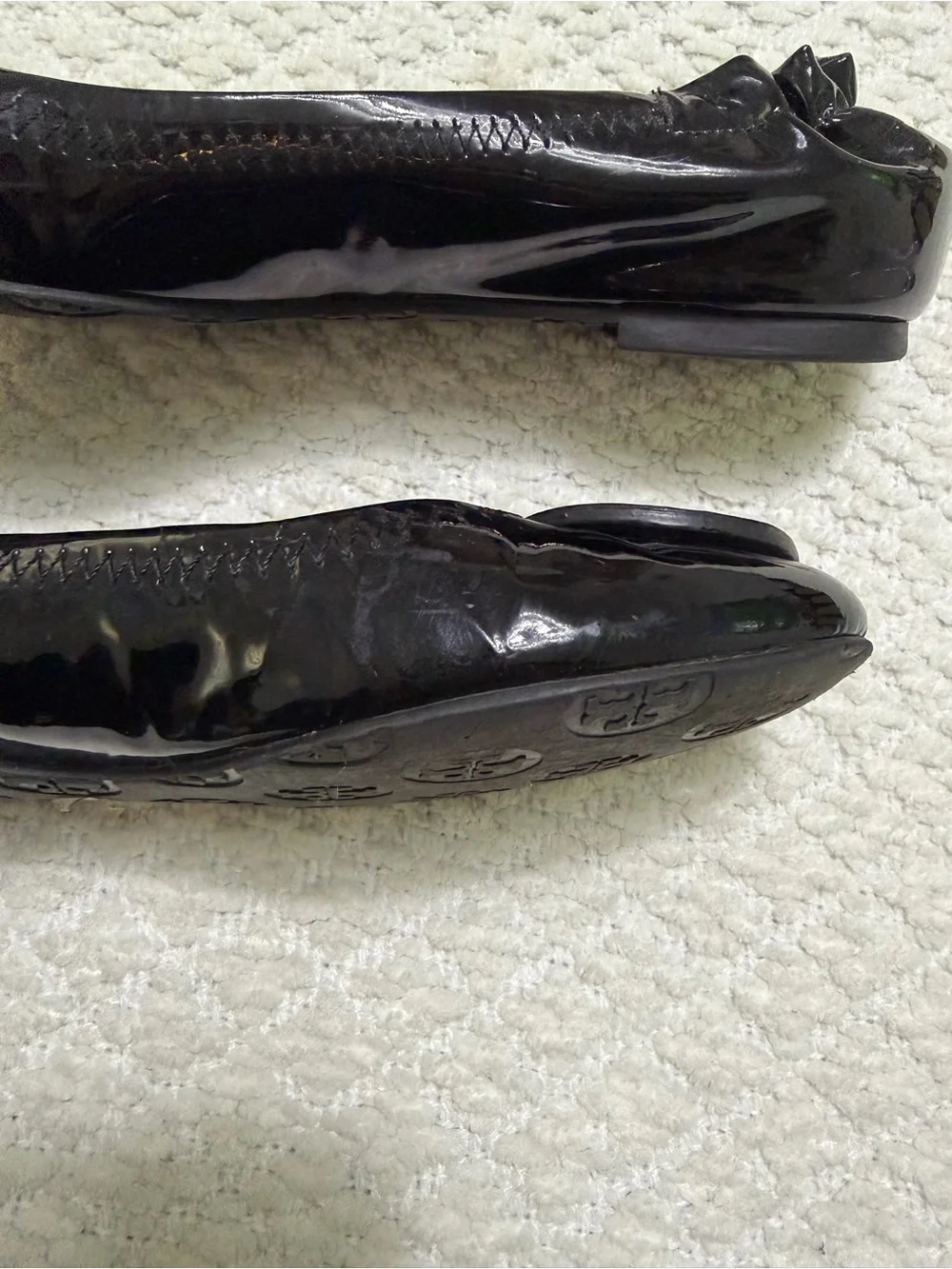 Tory Burch Reva Ballerina Patent Leather Flats Black Shoes Women’s Size 6.5
