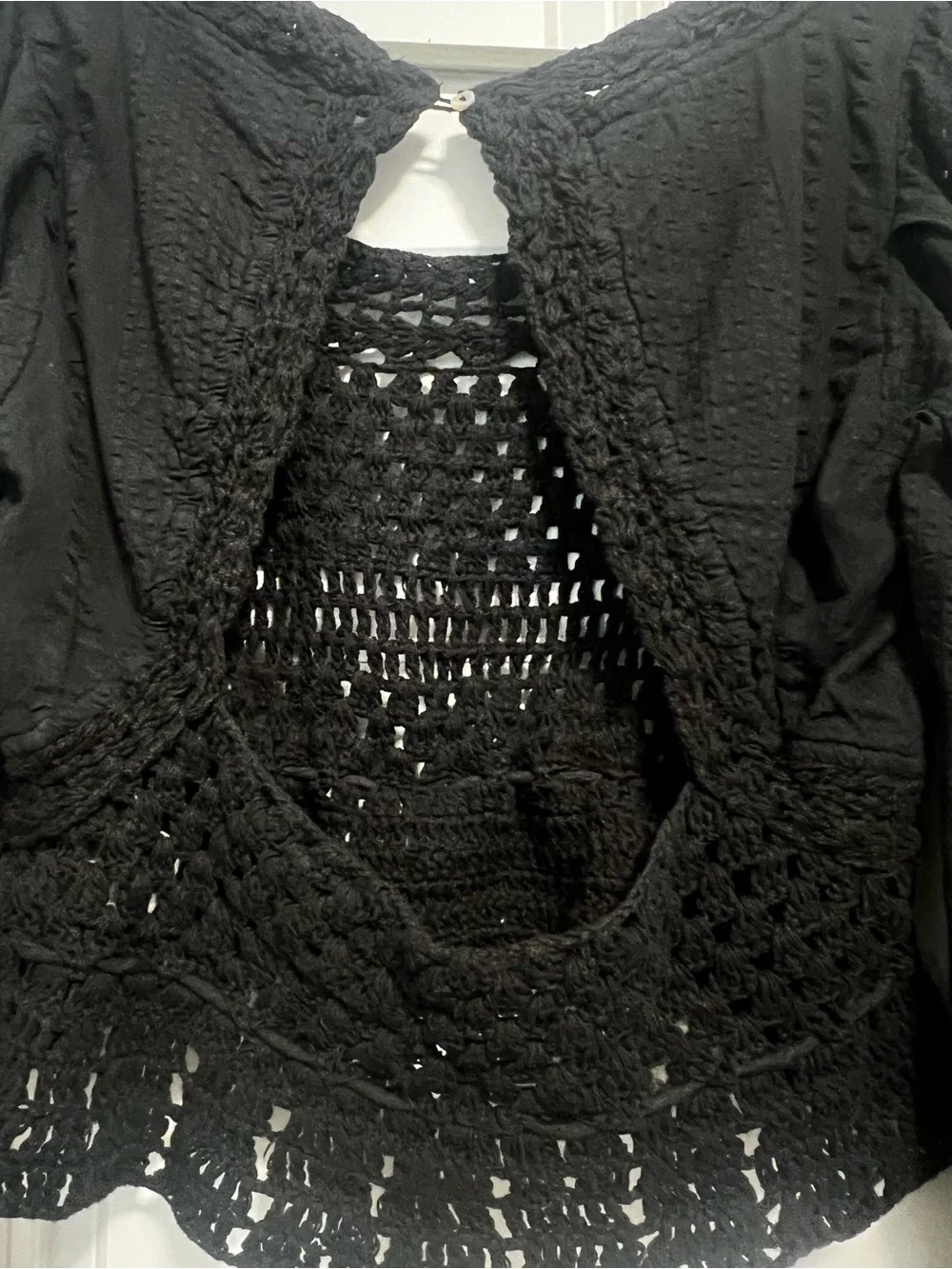 Free People Black Crochet Boho Tunic Top