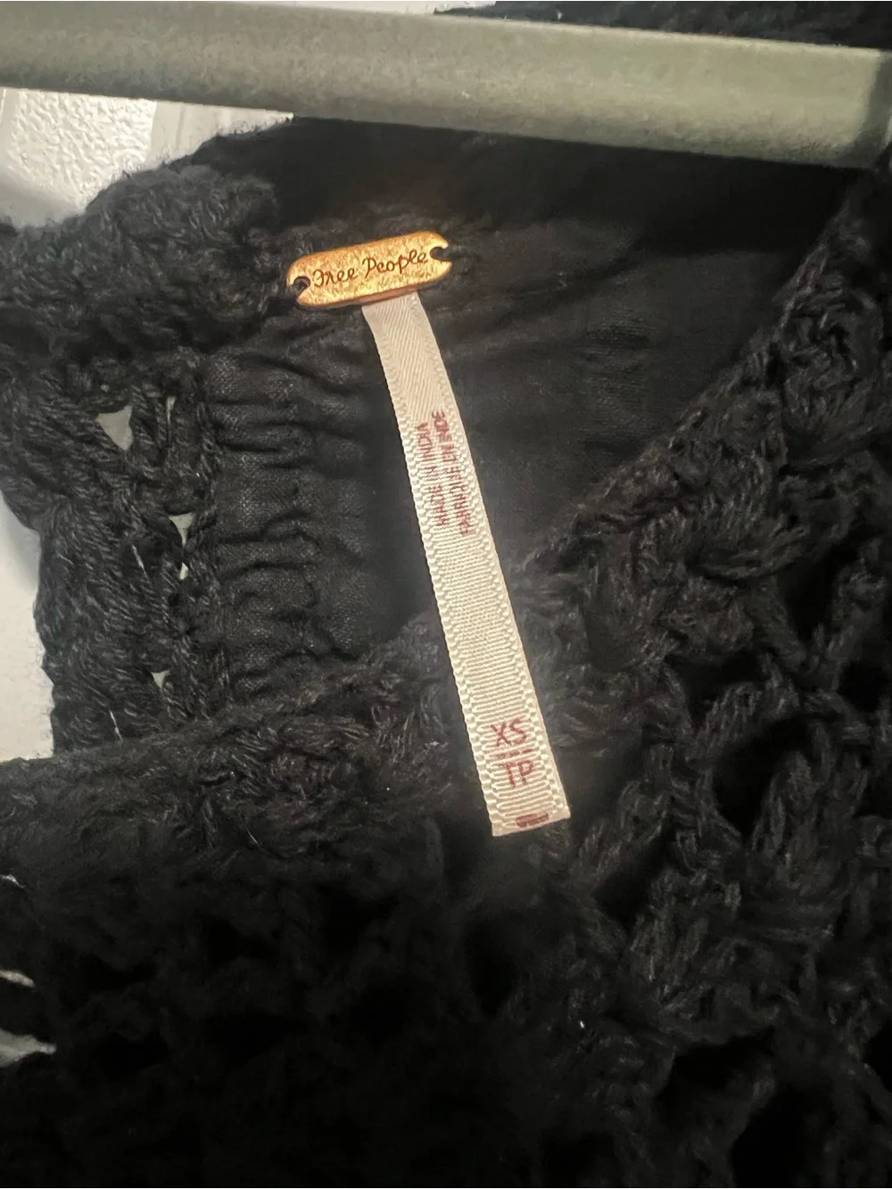 Free People Black Crochet Boho Tunic Top