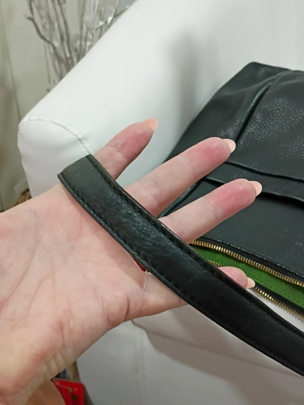 kate spade Black Pebbled Leather Shoulder Tote with Front Slip Pocket