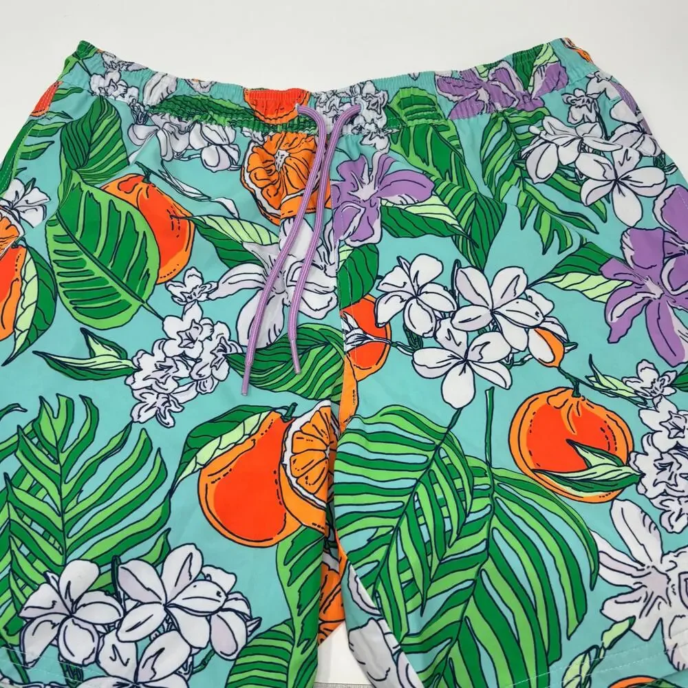 Vineyard Vines Mens Medium Multicolor Oranges Pattern Swimming Trunks