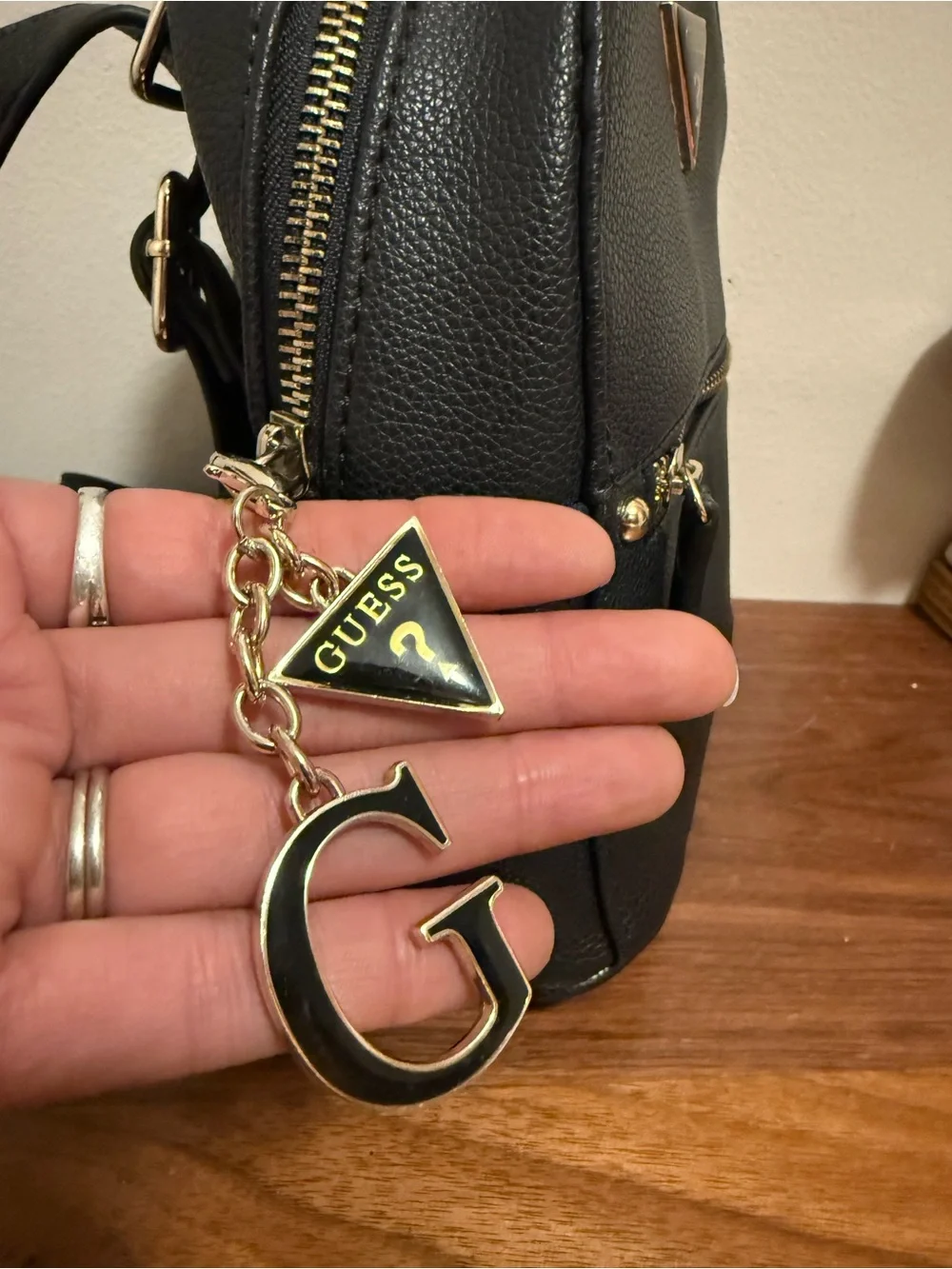 Guess 2 in 1 Black Mini Backpack with Silver Hardware
