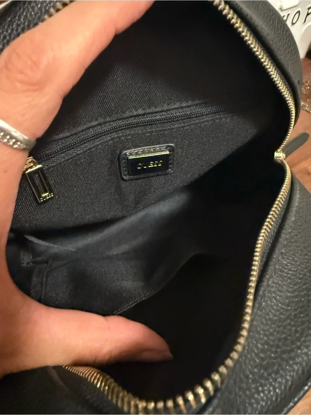 Guess 2 in 1 Black Mini Backpack with Silver Hardware
