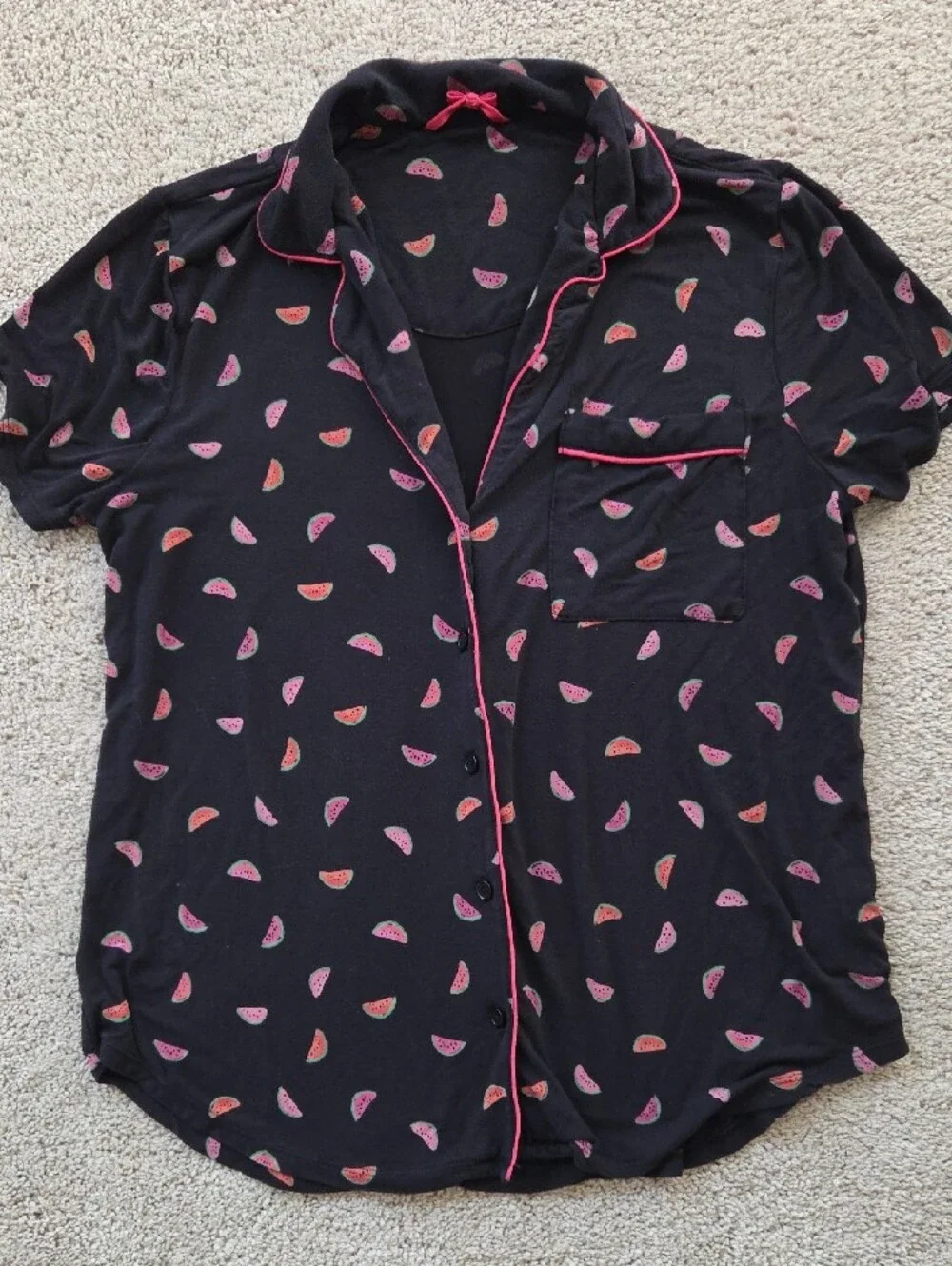 kate spade Black Pajama Set with Pink Watermelon Print