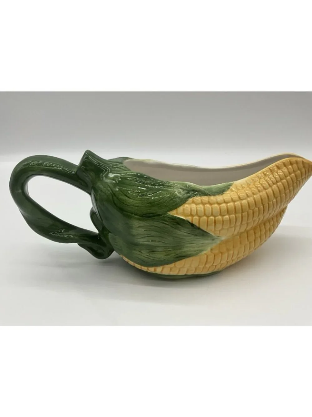 Samware Vintage Majolica Yellow Corn Gravy Boat and Underplate Retro 1970's 1980