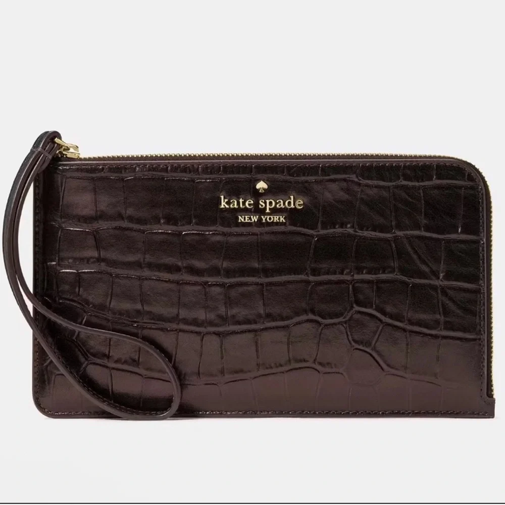 Kate Spade Hot Fudge Croc Embossed Clutch