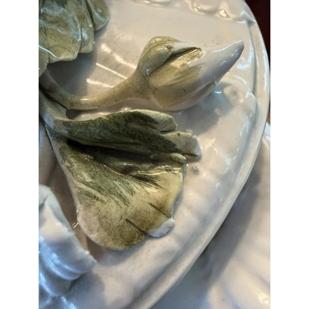 Vintage Italian Tureen Soup Serving Bowl Capodimonte Style w/ Ladle Daisy