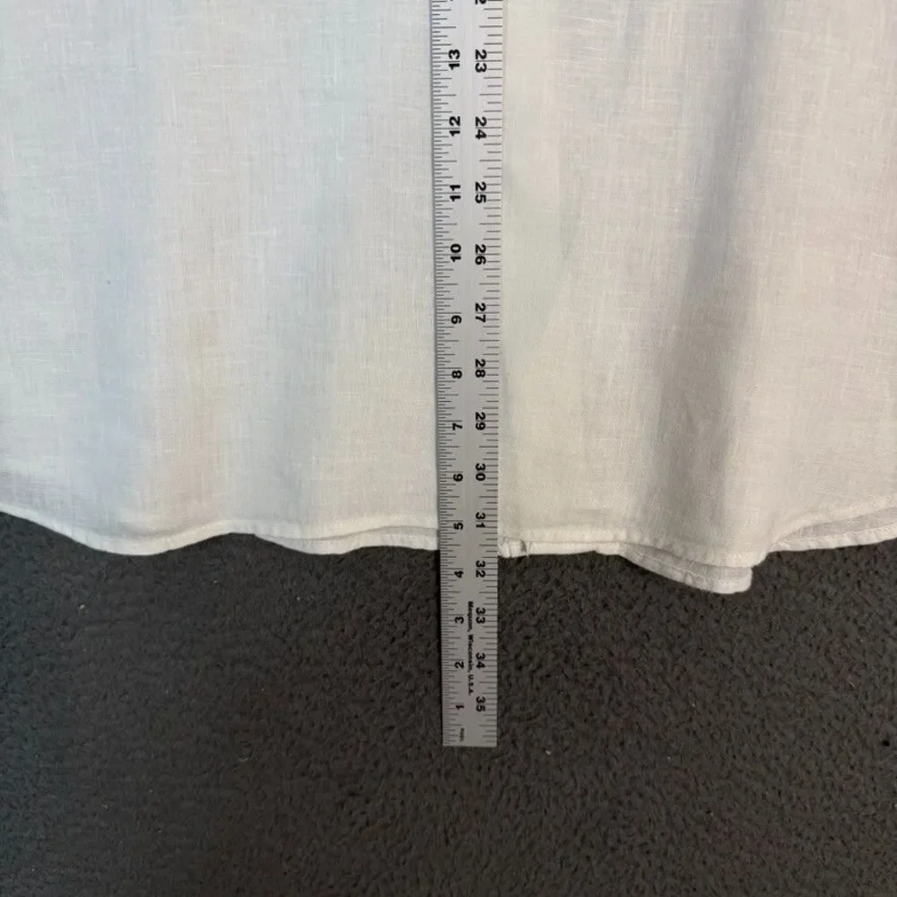 Banana Republic Shirt Mens XL White Slim Fit Linen Short Sleeve Button Down