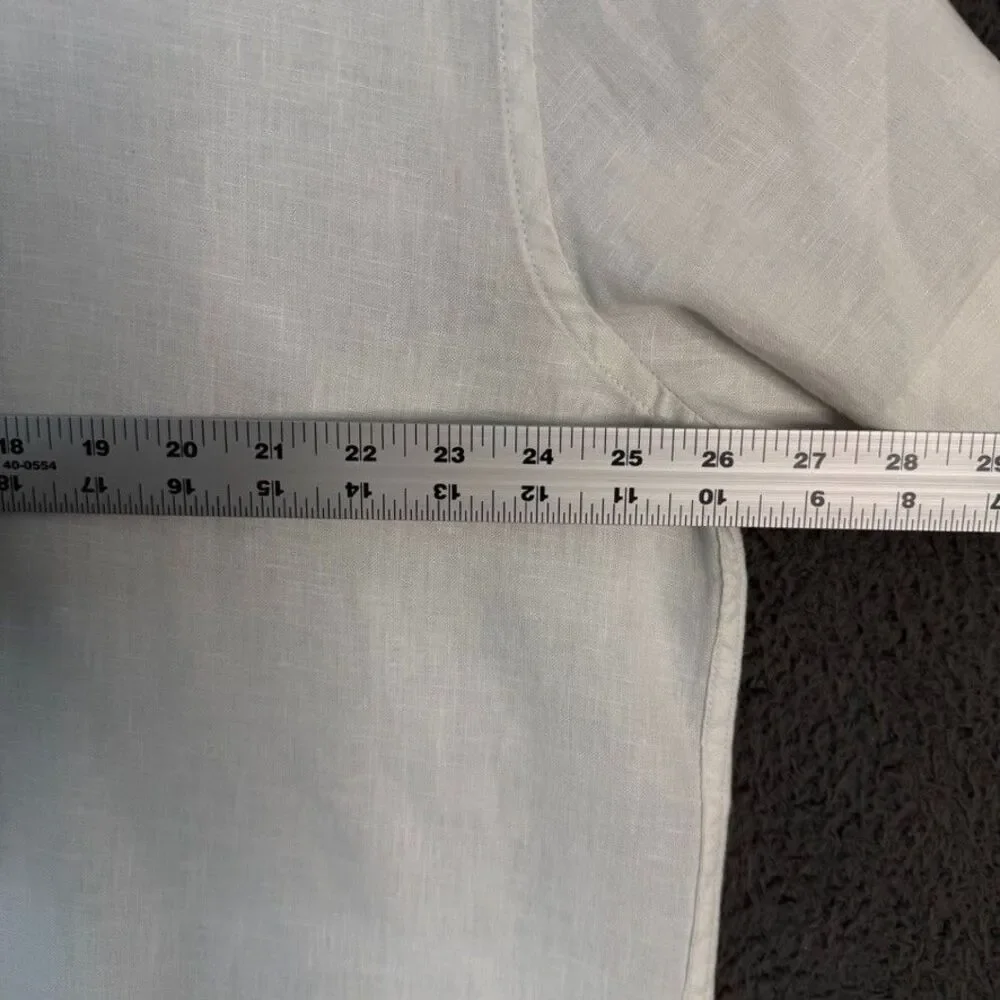 Banana Republic Shirt Mens XL White Slim Fit Linen Short Sleeve Button Down