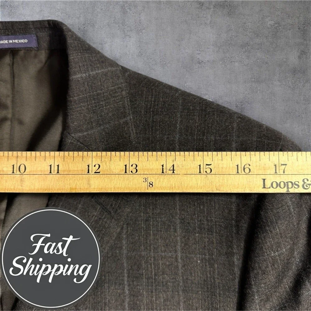 STAFFORD Slim Fit Mens 2 Piece suit Jacket 40R  Pants 34x29 Wool Plaid Brown