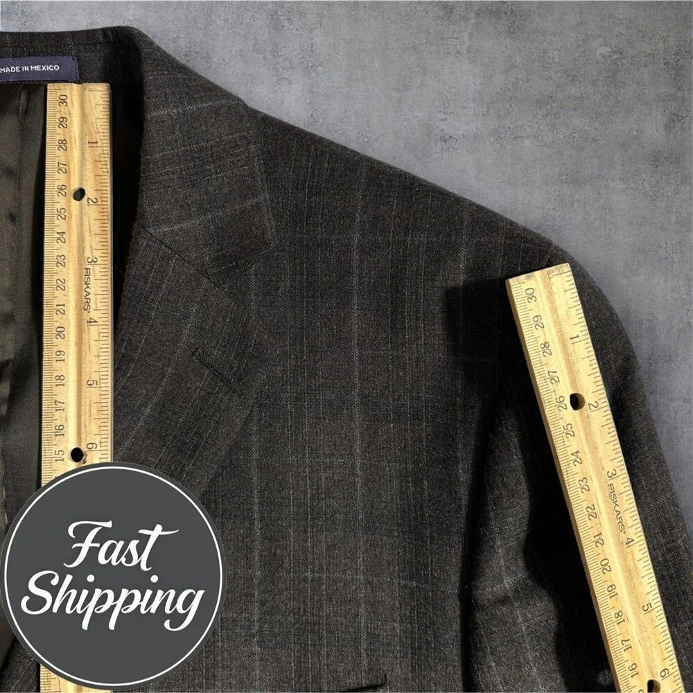 STAFFORD Slim Fit Mens 2 Piece suit Jacket 40R  Pants 34x29 Wool Plaid Brown