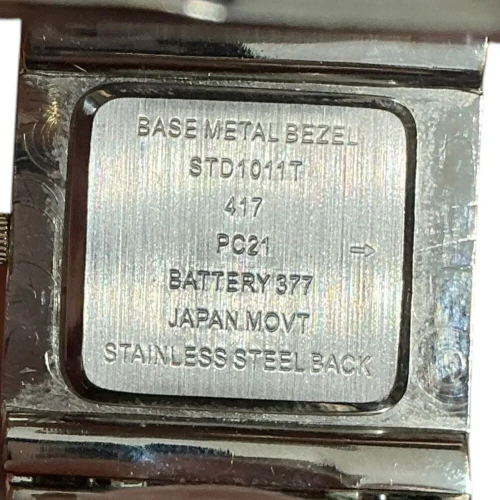 Y2K Vintage Quartz Two Tone Bezel Square Face Bangle Cuff Watch