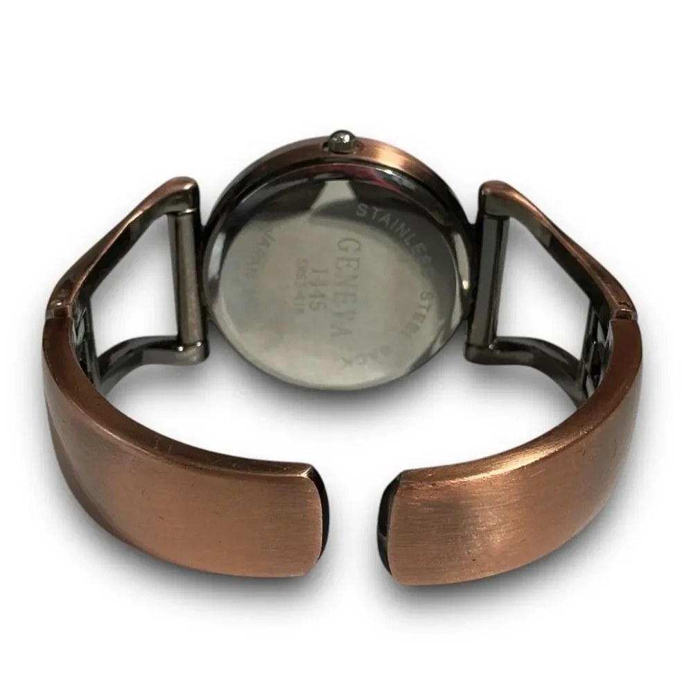 Geneva Y2K Vintage Bronze Bangle Cuff Style Fashion Wrist Watch