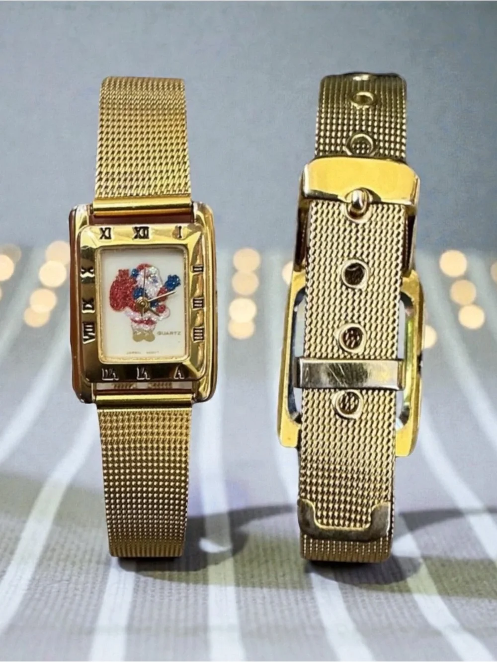 Vintage Nelsonic Quartz Gold Toned Santa Claus Watch