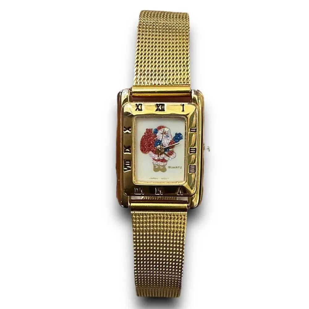 Vintage Nelsonic Quartz Gold Toned Santa Claus Watch