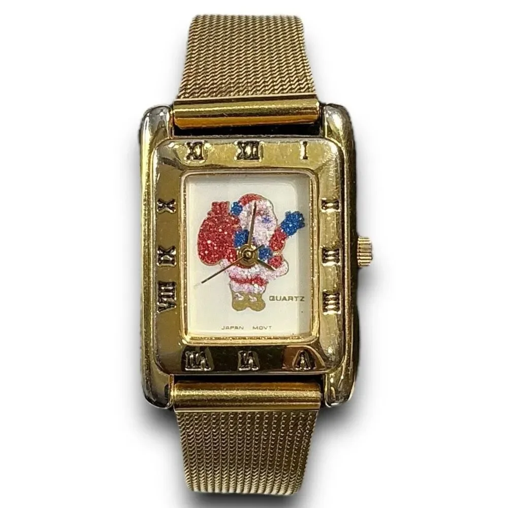Vintage Nelsonic Quartz Gold Toned Santa Claus Watch