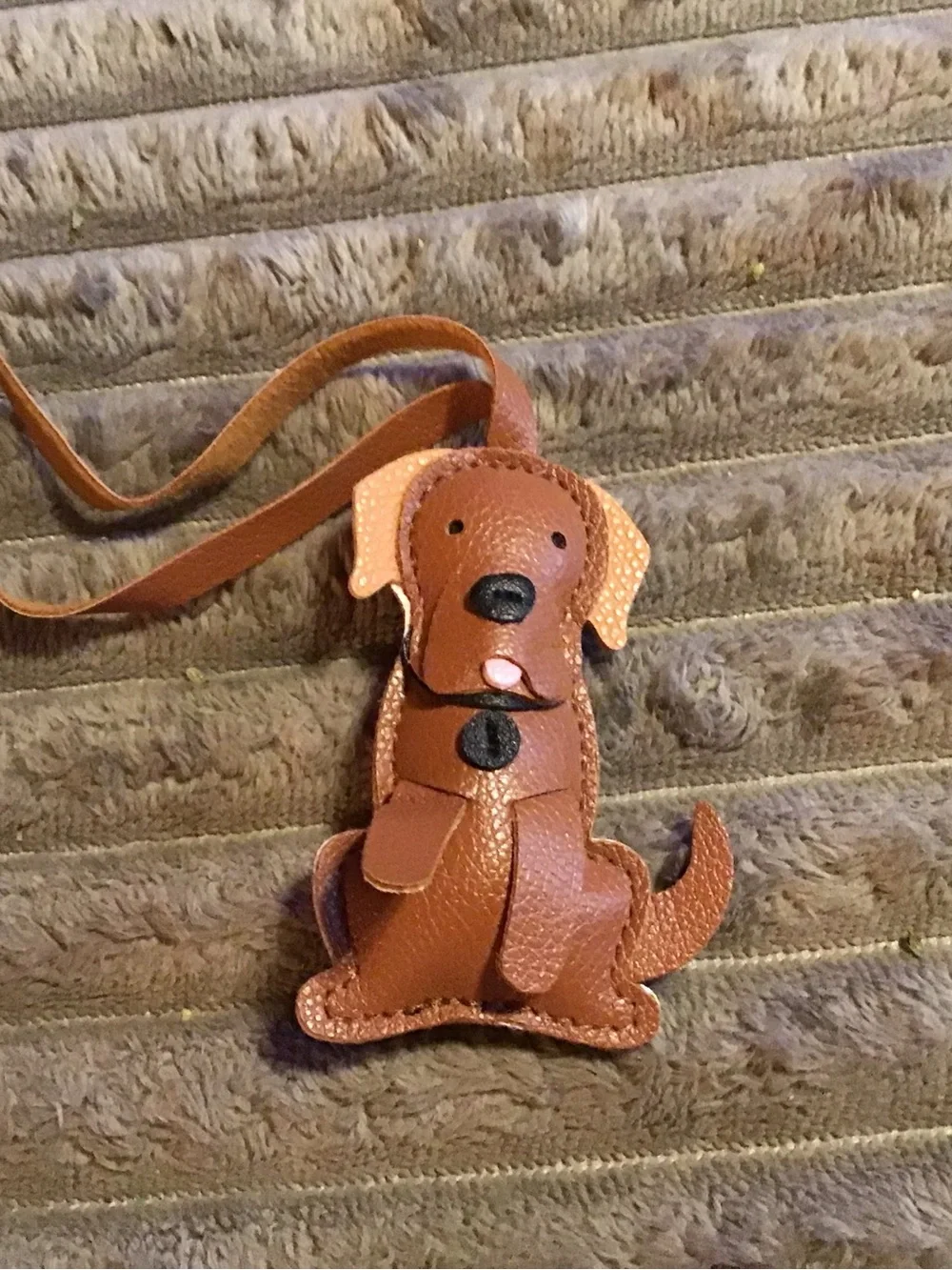 Brown Dog-Shaped Leather  Accessory Holder -